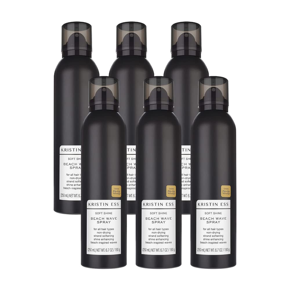 Kristin Ess Hair Soft Shine Beach Wave Hair Spray for Soft Texture + Shine, Non-Drying, Wavy Hair Styling Product, 6.7 oz (Pack 