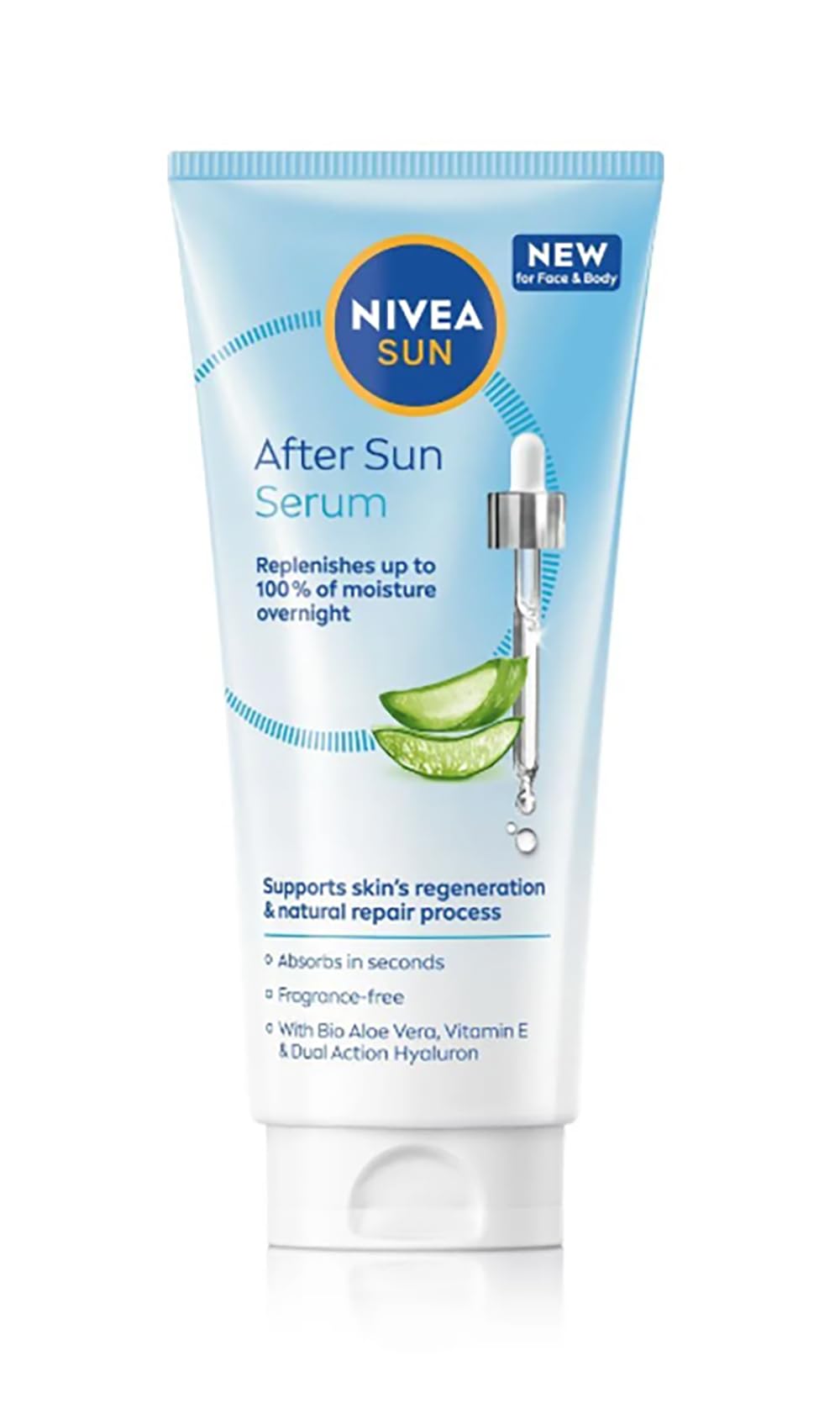 NIVEA After Sun Care Serum for Face and Body 100ml (3.38floz) Lightweight Daily Skin Moisture Support Formula with Aloe Ve