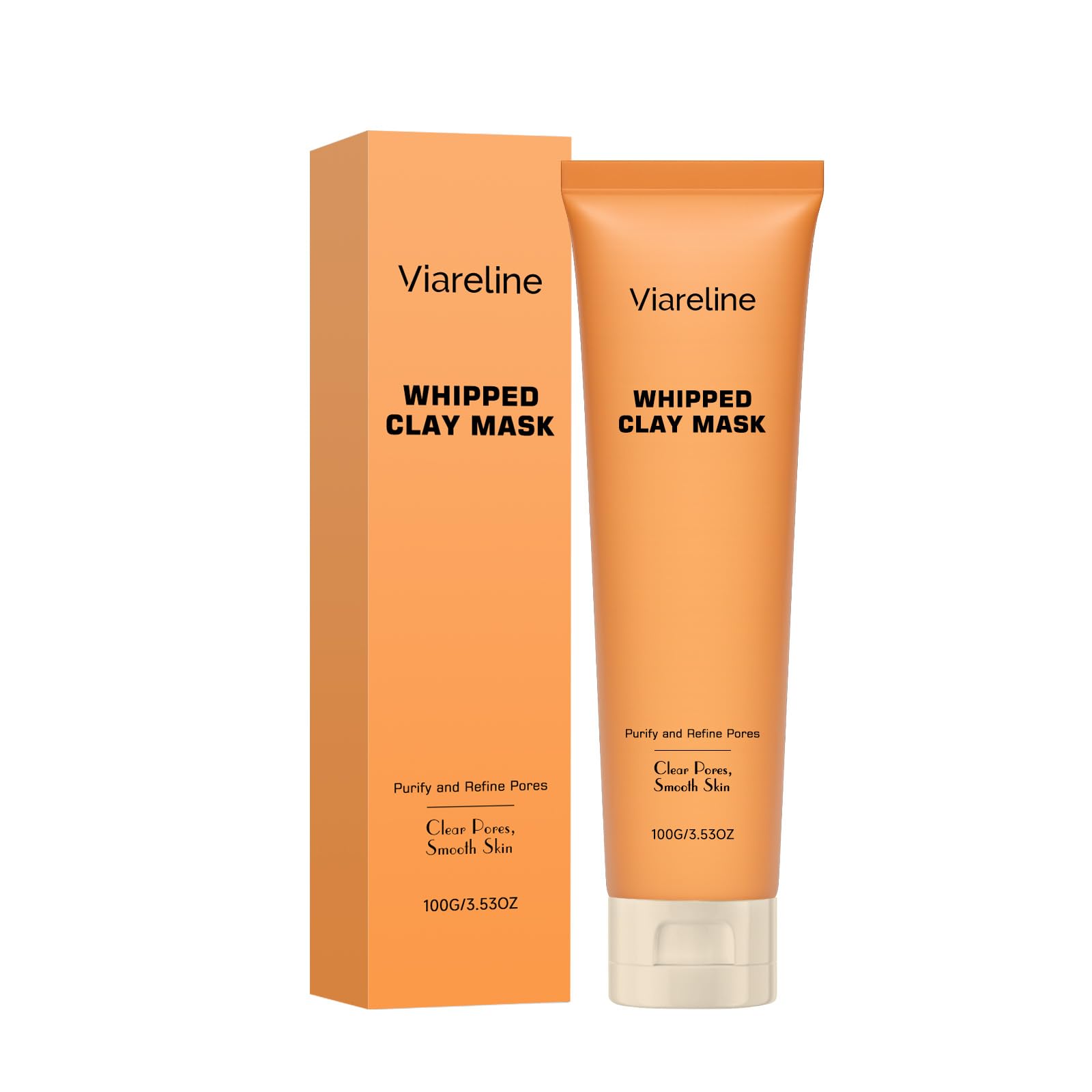 Viareline Whipped Clay Mask, Pore Purifying Face Mask with Bentonite and Kaolin Clay, Clear Pores, Smooth Skin, 3.53 oz