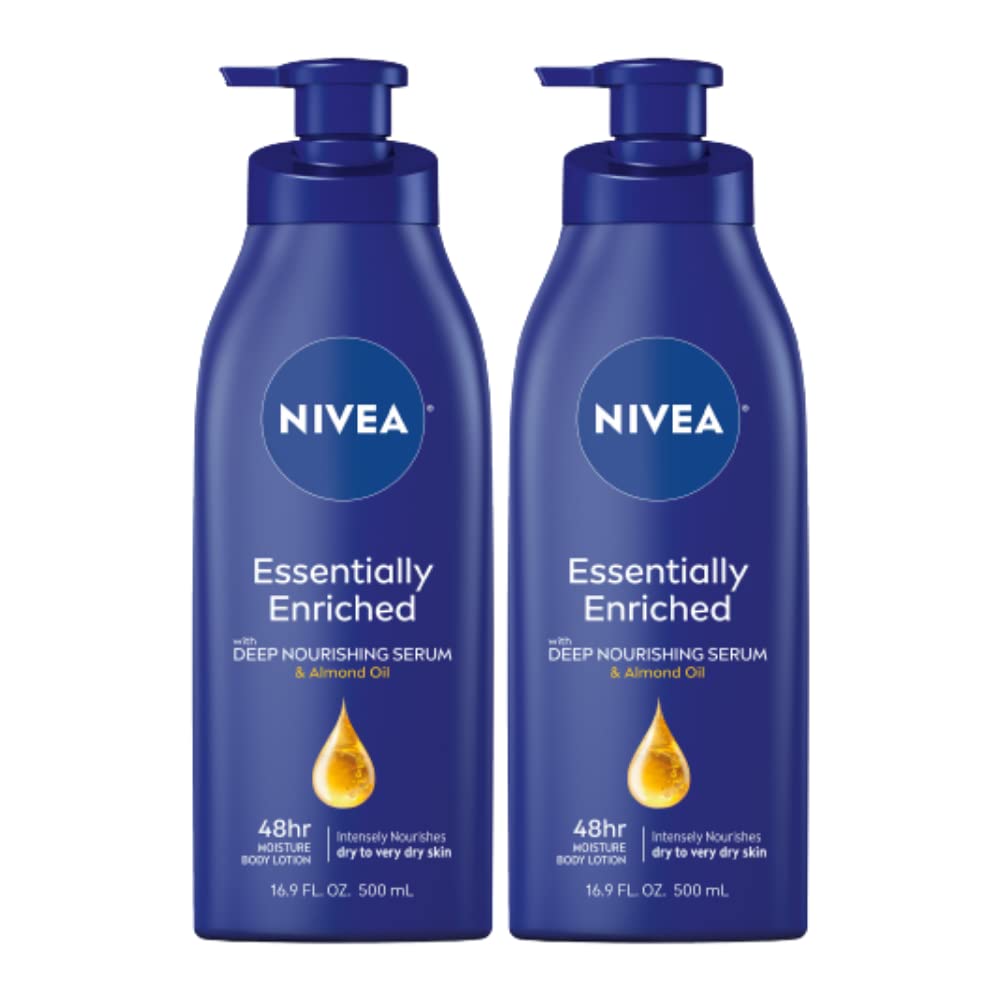Nivea Essentially Enriched Body Lotion For Dry Skin, Pack Of 2, 16.9 Fl Oz Pump Bottles