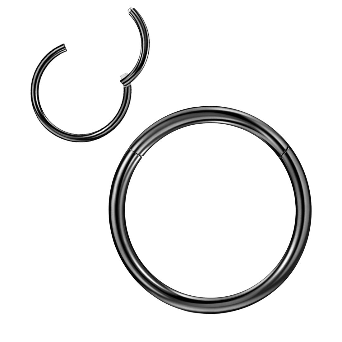 JOFUKIN 10g Hoops 14mm 10 Gauge Hoop Nose Rings for Men Black Nose Ring Hoop Surgical Steel Nose Hoop Hypoallergenic Body Pierci