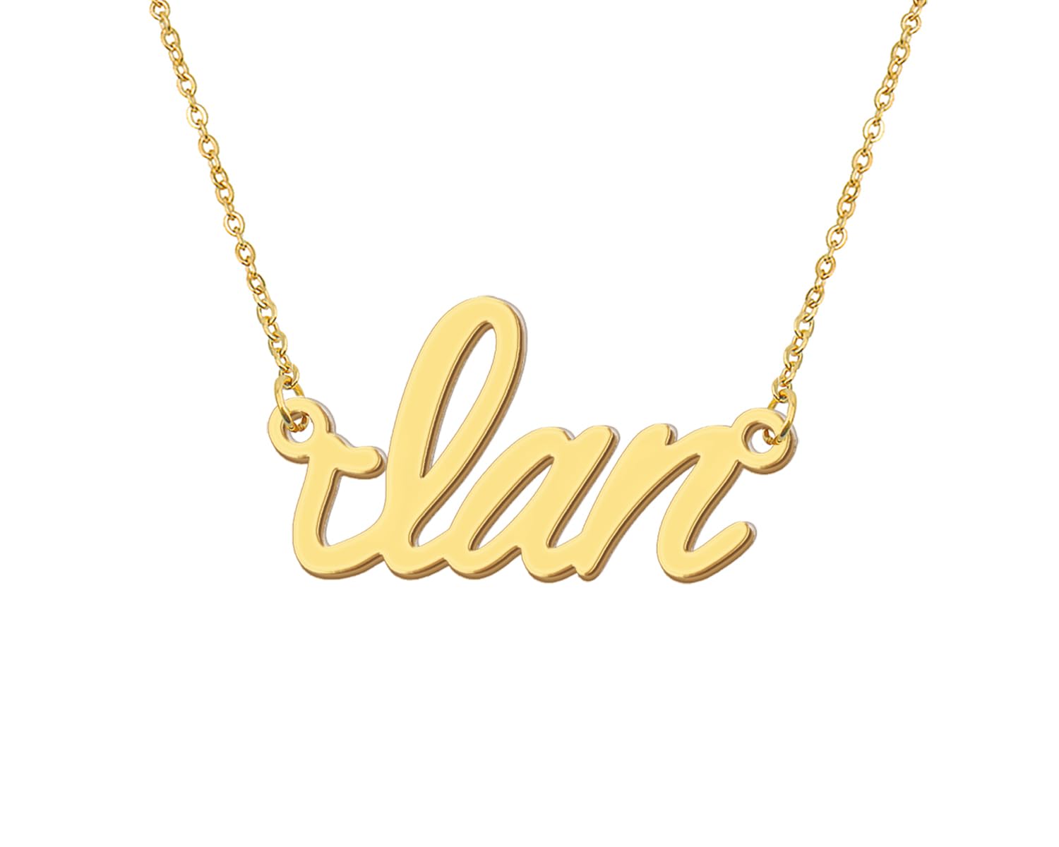 Aoloshow 18k Gold Plated Ian Name Necklace Womens Mens Nameplate Stainless Steel Jewelry for Anniversary