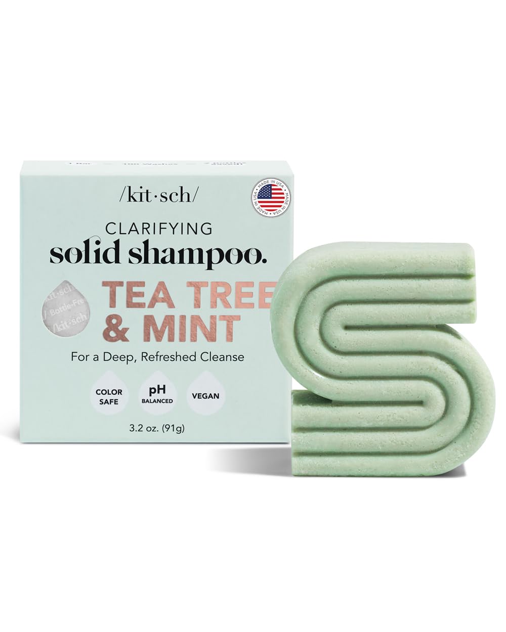 Kitsch Tea Tree & Mint Clarifying Bar Shampoo For Hair Dandruff  Made In Usa  Holiday Gift  Anti-Dandruff Natural Shampoo Bar Fo