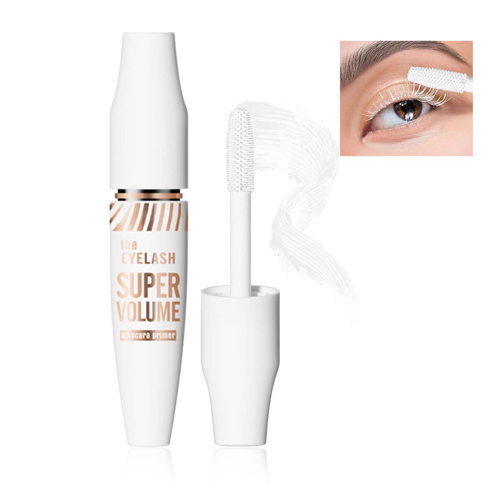 4D White Mascara Primer for Eyelashes Set, Super Volume Curly Thick Waterproof Non-Smudged Long lasting Charming Voluminous Lash