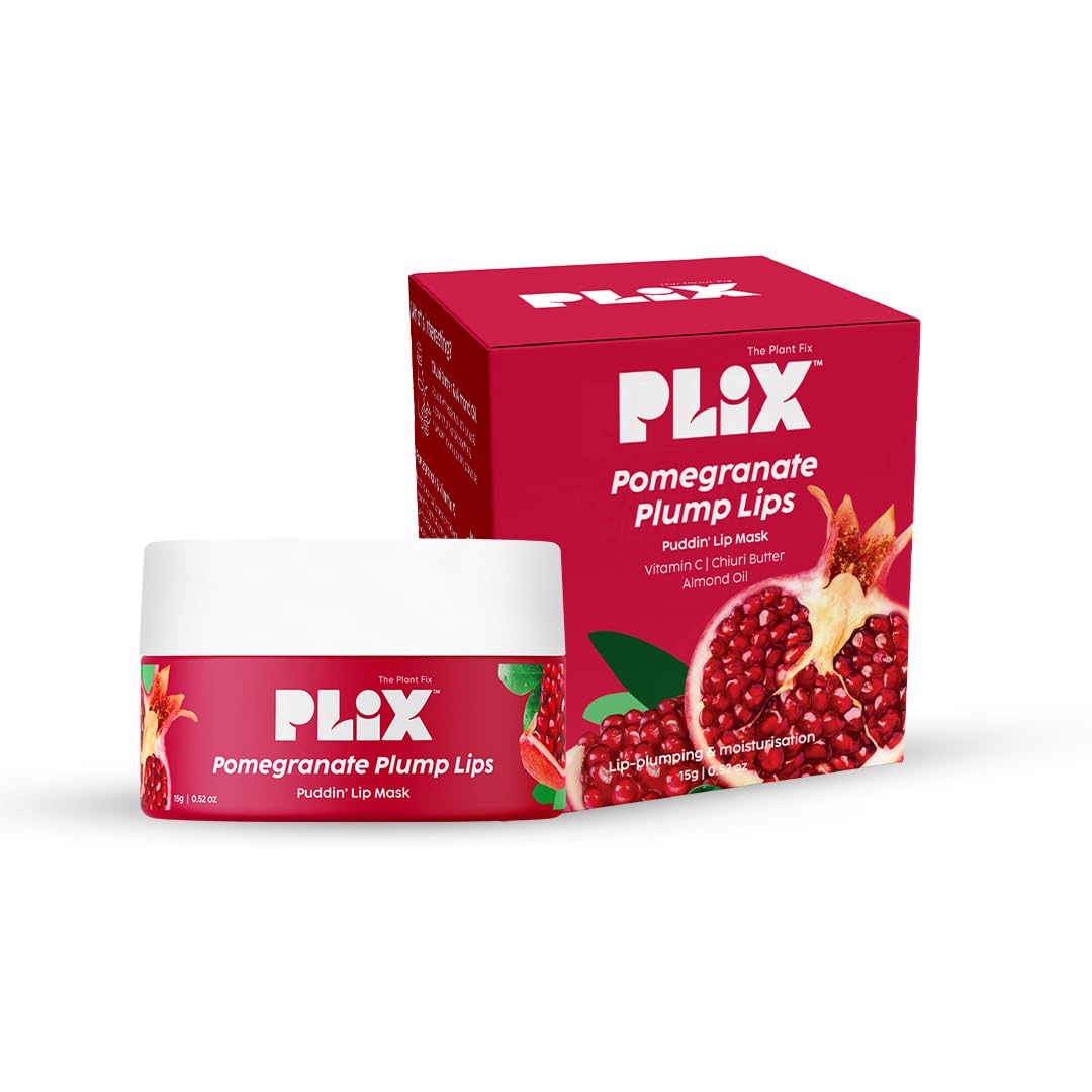 The Plant Fix Plix Pomegranate Plump Lips Puddin Mask For Dry Lips | With Chiuri Butter+ Vitamin C | Lightens Dark Lips| Lip Ma