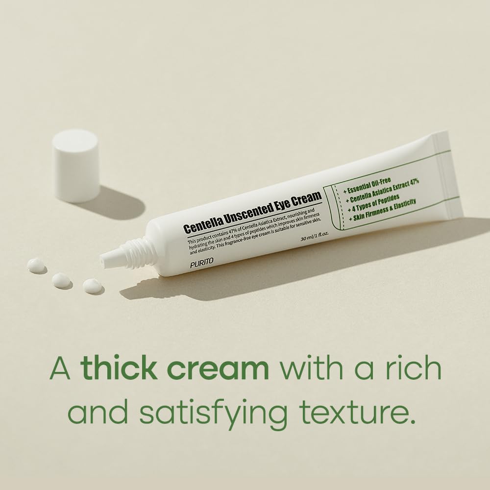 PURITO Centella Unscented Eye Cream, Korean Centella, for Sensitive Skin, Soothing, Facial Eye Cream for face, Dark Circles, Aro