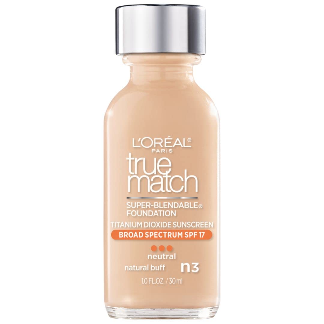 L'Oreal Paris Makeup True Match Super-Blendable Liquid Foundation, Natural Buff N3, 1 Fl Oz,1 Count