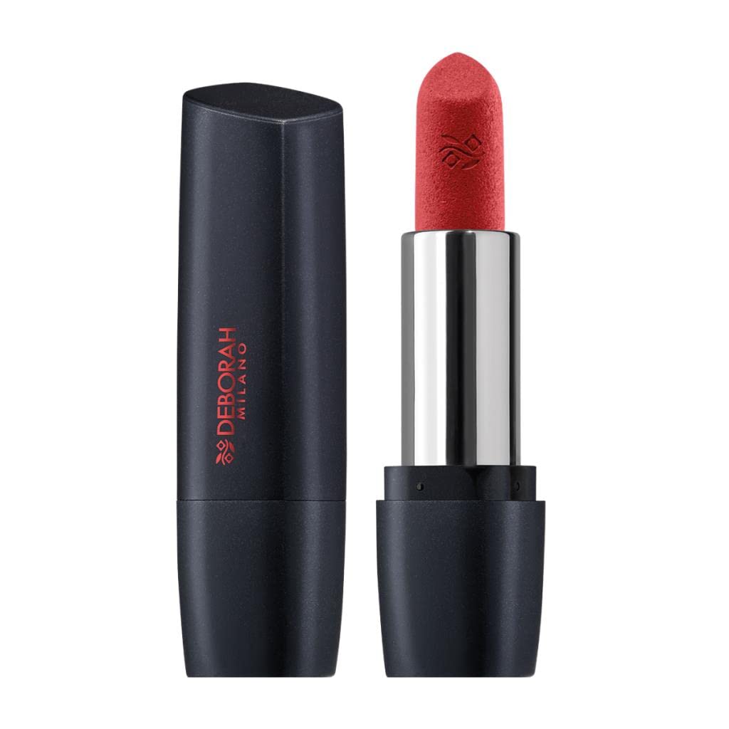 DEBORAH Milano - Red Mat, Matte Effect Lipstick with Collagen and Hyaluronic Acid, 3 Geranium, Nourishing and Emollient Action, 
