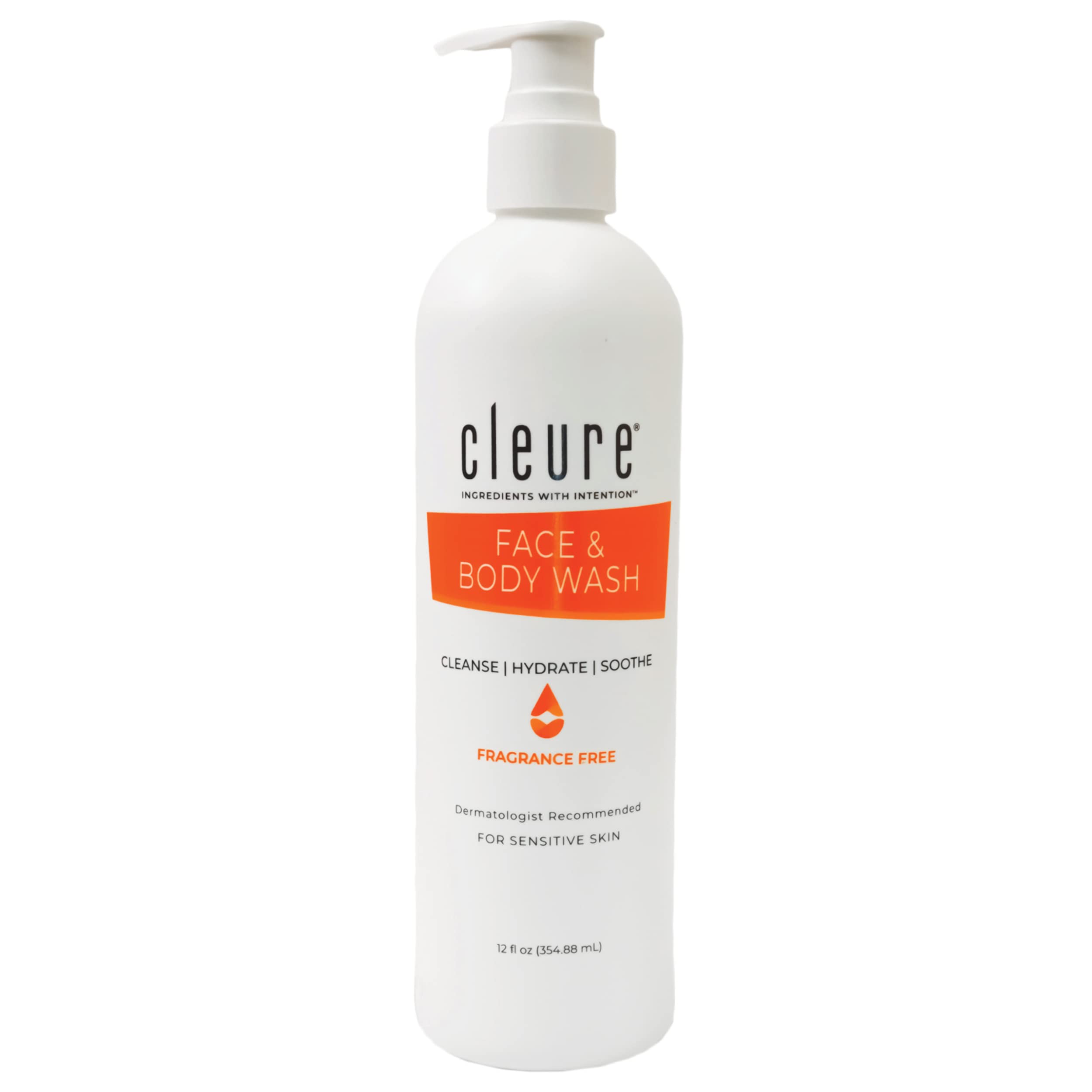 Cleure Face and Body Cleanser - Hypoallergenic, Fragrance-Free Body Wash for Sensitive Skin & Eczema - Paraben & Sulfate Free, P
