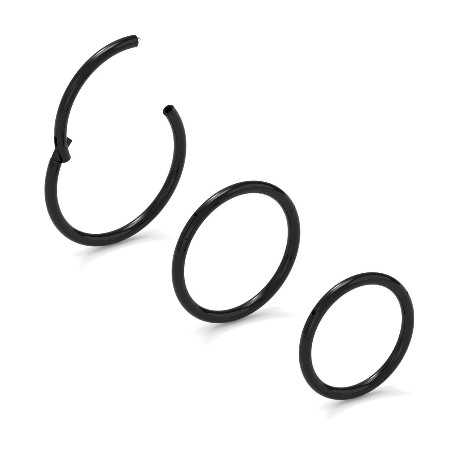 NewkeepsR 20G Black Nose Ring Hoops,0.8mm Hypoallergenic Steel Hinged Clicker Clasp Sleeper Earrings,20 Gauge Seamless Thin Lip 