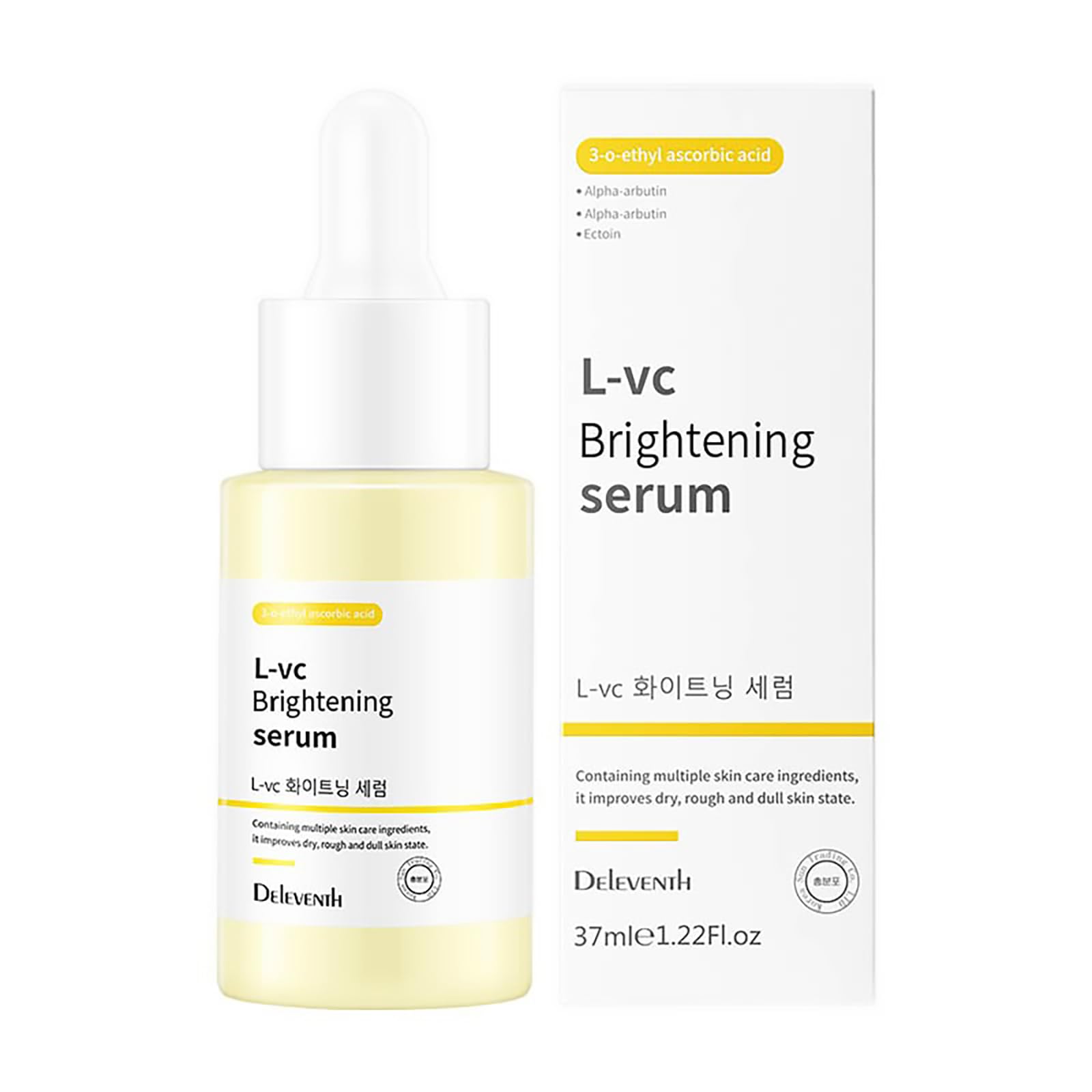 DEleventh Korean Brand Vitamin C Brightening Face Serum 37ml / with 3-O-Ethyl Ascorbic Acid, Niacinamide and a-Arbutin, Reduce D