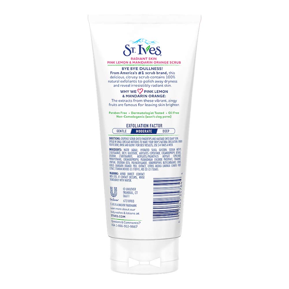 St. Ives Radiant Skin Face Scrub For Dull Skin Pink Lemon And Mandarin Orange Dermatologist-Tested Face Wash Scrub With 100 Perc