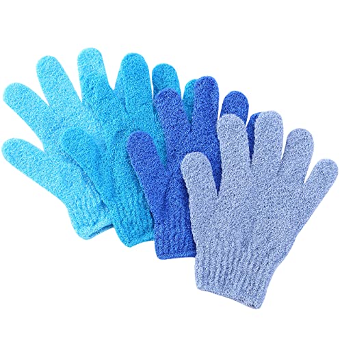 Slick- Exfoliating Gloves, 4 Pcs, Skin Exfoliator For Body, Shower Gloves, Scrub Gloves Exfoliating, Exfoliating Body Scrub Glov
