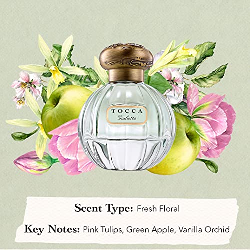 Tocca Eau De Parfum, Giulietta: Fresh Floral, Pink Tulips, Green Apple, Vanilla Orchid, Hand-Finished Bottle, 1.7 Oz. | 50 Ml