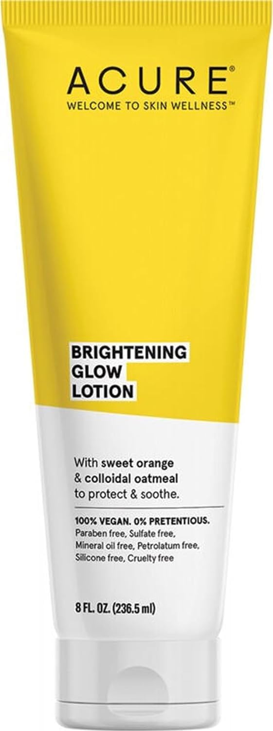 Acure Brightening Glow Lotion - Made with Sweet Orange & Colloidal Oatmeal for Bright, Refresh and Glowing Skin - Lightweight & 