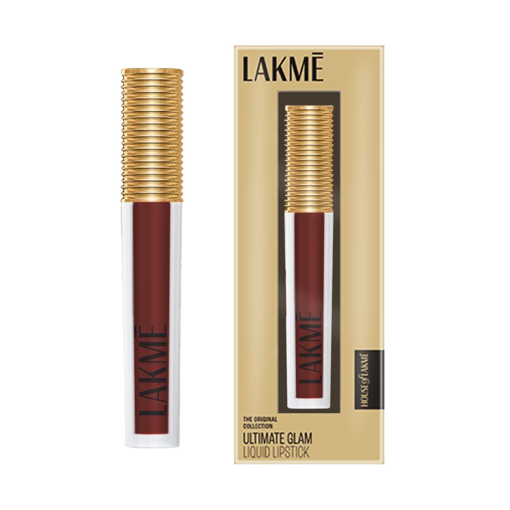 Lakme Ultimate Glam Liquid Lipstick, Brown Espresso | Moisturising Matte |Blurs Lip Lines | Non Sticky Formula | Intense Color P