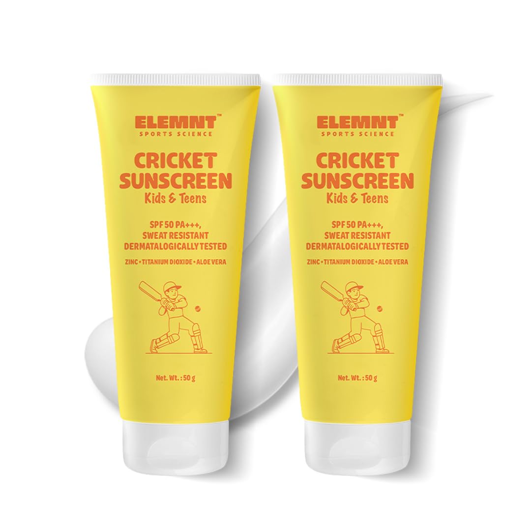 Elemnt Cricket Sunscreen For Kids & Teens | Spf 50, Pa+++ Dermatologically Tested, Sweat And Water Resistant Mineral Sunblock | 