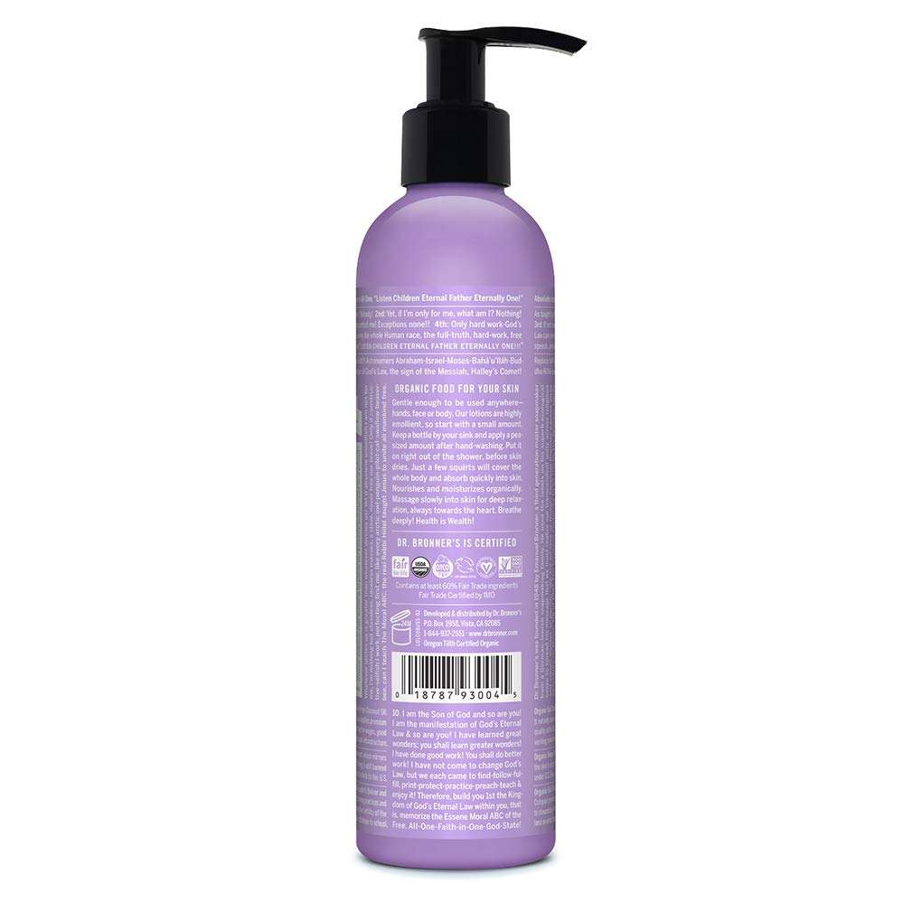 Dr. Bronner'S - Organic Lotion (Lavender Coconut, 8 Ounce) - Body Lotion And Moisturizer, Certified Organic, Soothing For Hands,