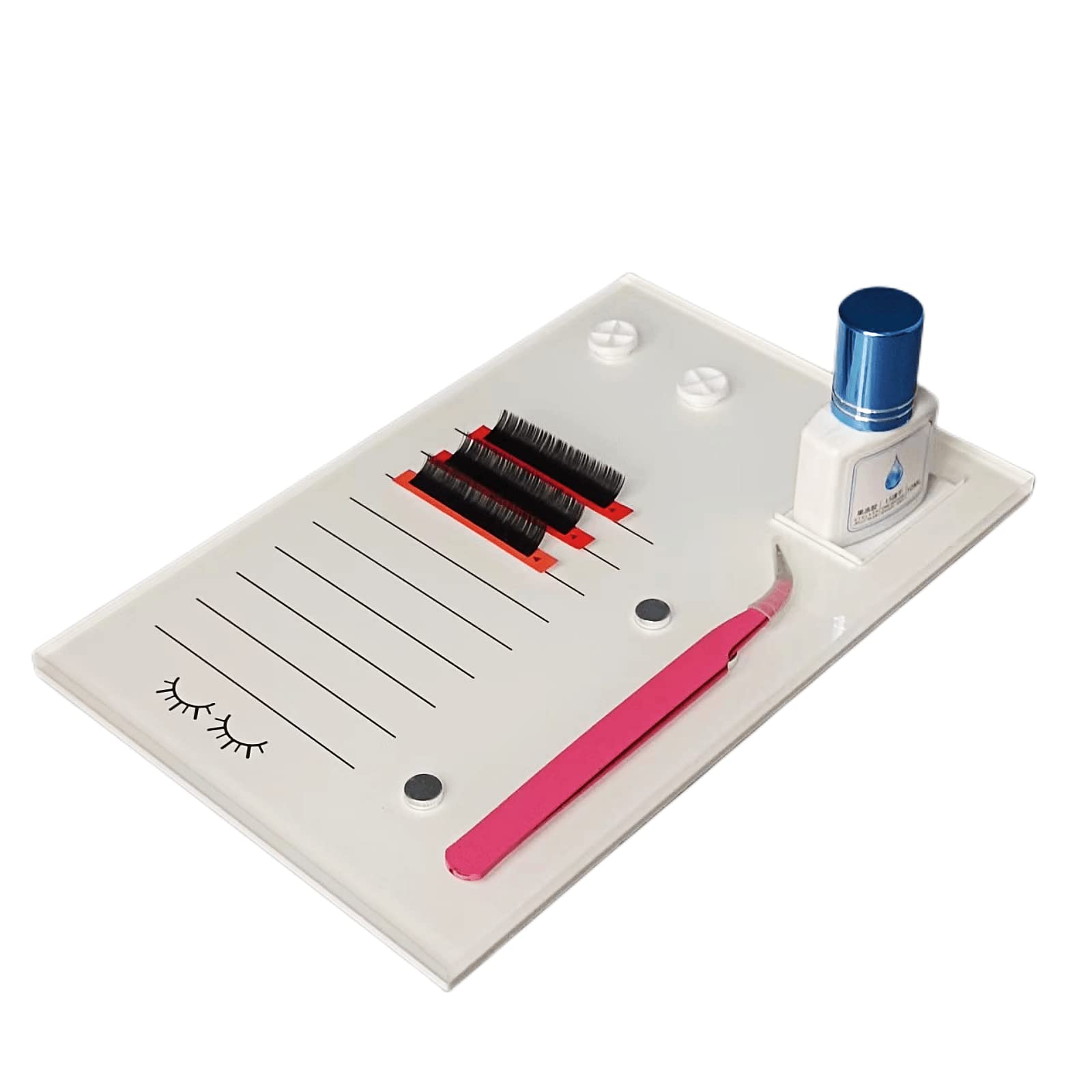 Acrylic Eyelash Grafting Pallet, Lash Tile Holder, Bigger Size Glue Cups Eyelash Extensions Storage Gasket Pads With Magnetic Su