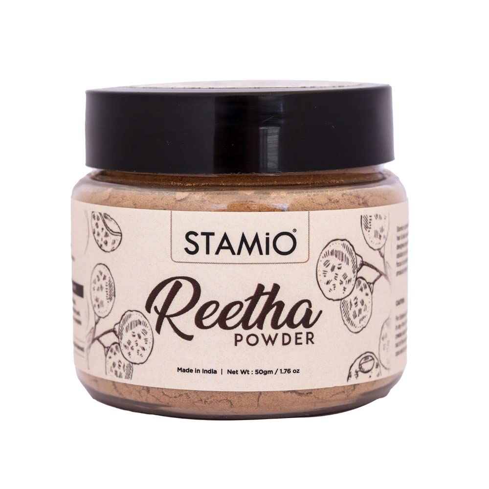 Stamio Reetha Powder 50 Gm For Hair Wash, Pack, Mask, Shampoo, Scalp Care, Dandruff | Seedless Dried Ritha/Aritha/Soapnuts/Sapin