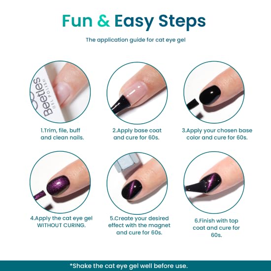 Beetles 24Pcs Gel Nail Polish Kits Gift Set, 20 Colors Cat Eye Color Changing Glitter Gel Polish Set With Base Gel Glossy Matte