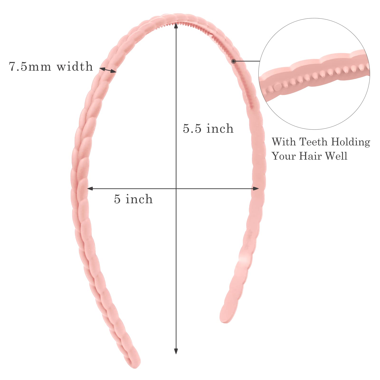 WOVOWOVO 7mm Thin Headbands For Women, 12 Pcs Plastic Headband with Teeth Head Bands Combing Hairbands Hair Accessories for Girl