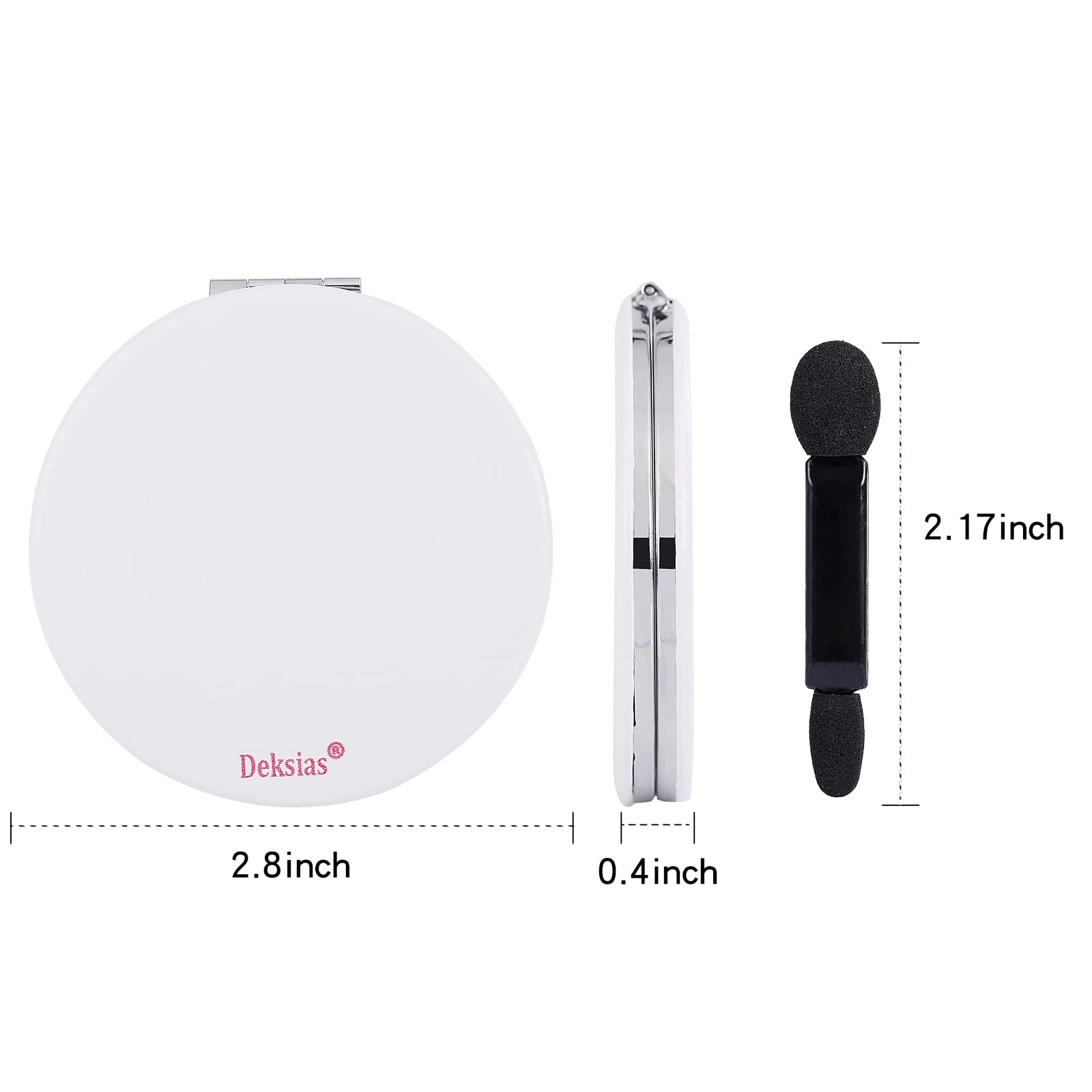Deksias 2X Times Mirror In Pocket Magnify Round 2 Side Make Up Compact Pu Folding Collapsible Mirrors With Extra 20Pcs Eyeshadow