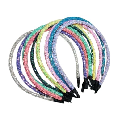 Truvic Glitter Hair Sparkle Skinny Headband Multicolor Hairband Stylish Hair Accessories For Baby Girls (Pack Of 6)