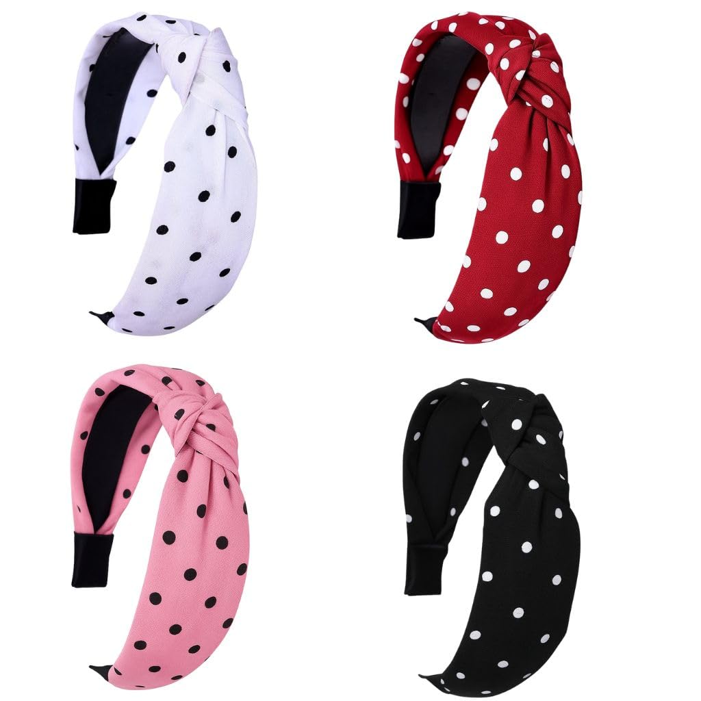 Stylish Polka Dot Knotted Headband For Women & Girls | Soft Stretchable Fabric | Comfortable NonSlip Fit | Trendy Hair Accessor