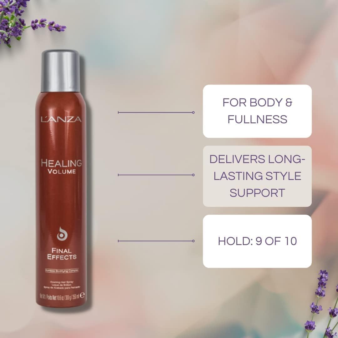 L'Anza Healing Volume Final Effects Hair Spray With Strong Hold Effect, Boosts Shine, Volume, And Thickness For Fine And Flat Ha