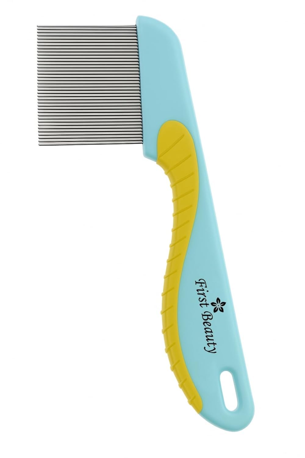 First Beauty Professional Stainless Steel Handle Lice & Nit Terminator | AntiSlip Spiral Teeth | Reusable & RustResistant Meta