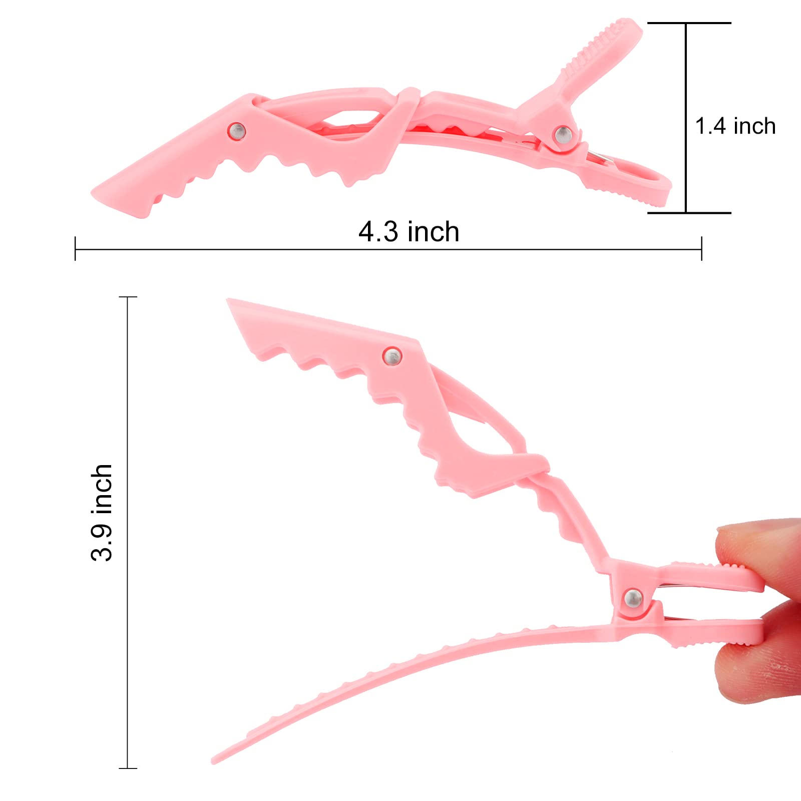Ondder 14 Pcs Pink Alligator Hair Clips For Styling Sectioning Large Pro Salon Hair Clips Barber For Coloring, Cutting, Sectioni