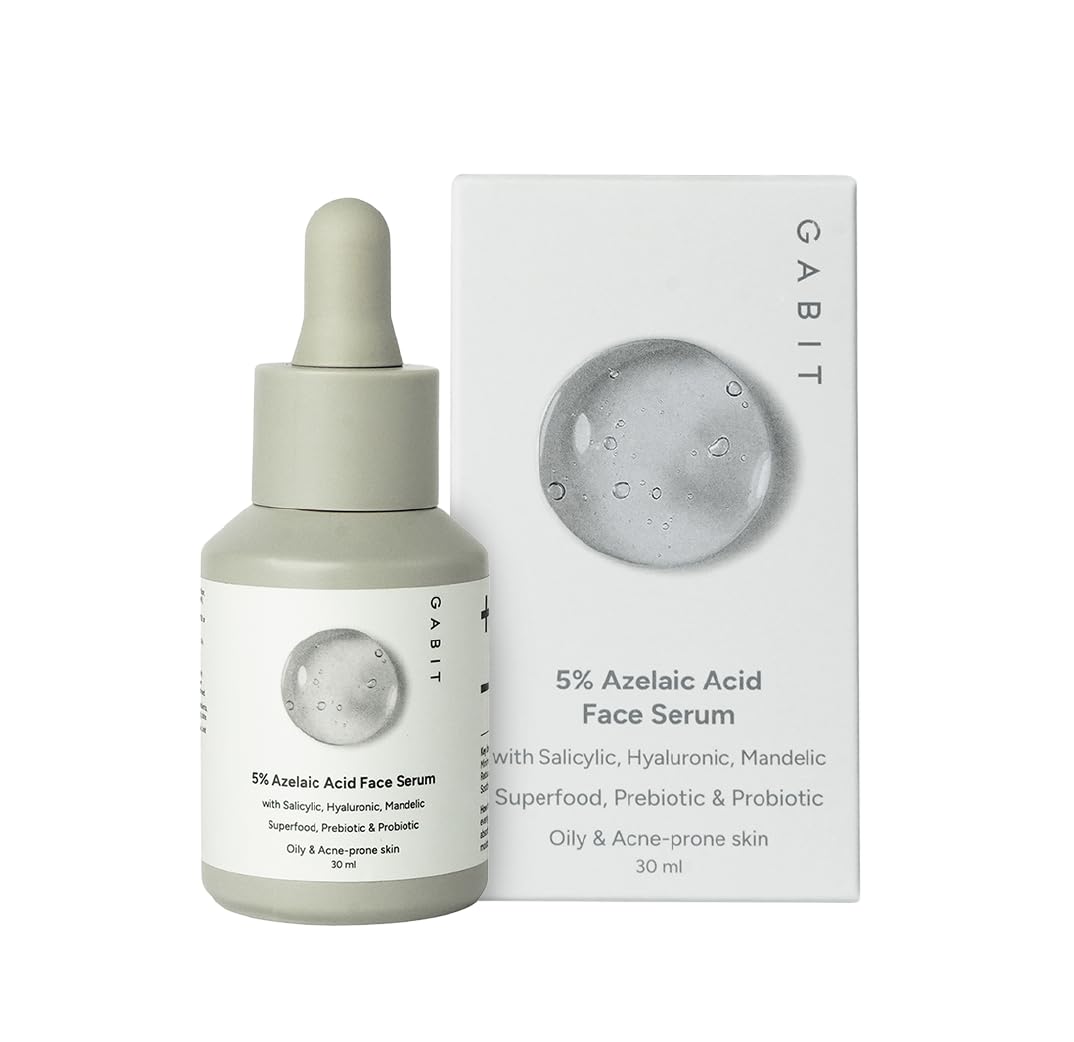 Gabit 5% Azelaic Acid Face Serum For Acne, Blackheads, Open Pores & Spots | Salicylic (1%), Hyaluronic, Green Tea, Prebiotic, Pr