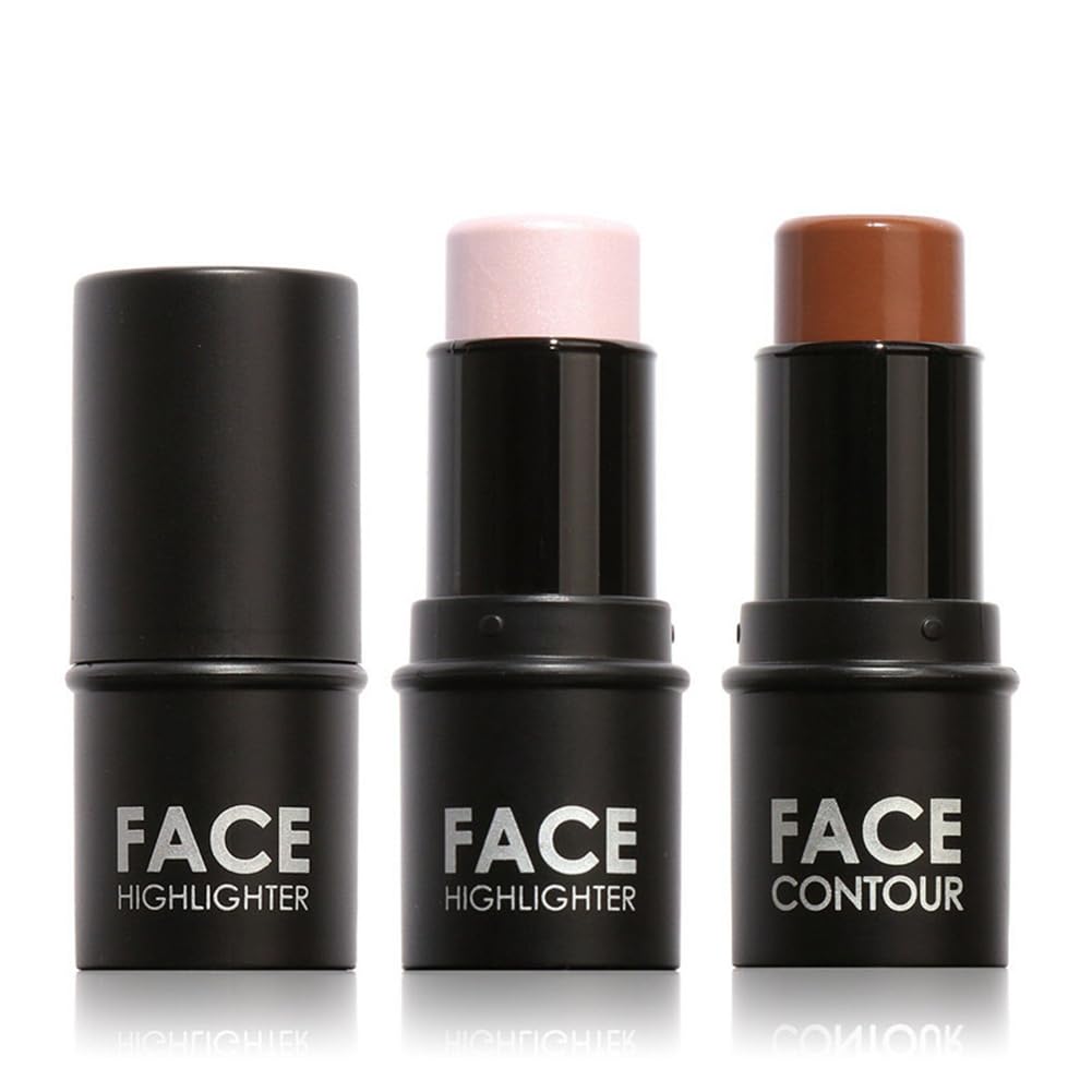 LUCKDANO Highlighter Stick Makeup Face Shine Bronzer Contour Stick Sweatproof Long Lasting Makeup for Daily Party Professional H