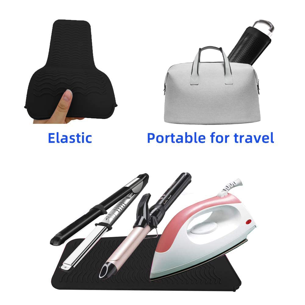 Heat Resistant Silicone Mat Pouch,Hair Styling Tools for Curling Irons, Flat Irons, Hair Straightener, 11.5 * 6 Inches, Food Gra