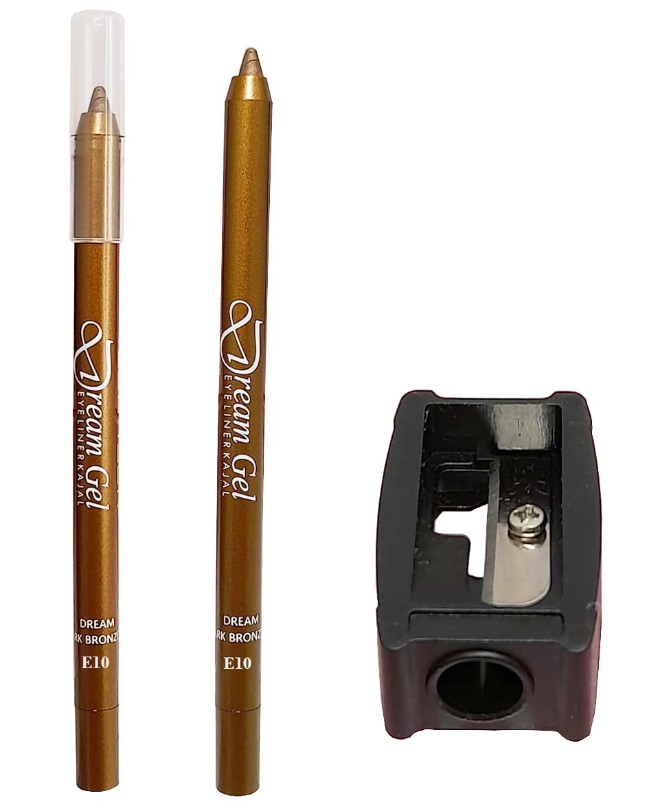 [Ela Beauty] Eyeliner And Kajal GelStick  Dark Bonze10 + Sharpener (Combo) | Waterproof | SmudgeProof | Long Lasting | Smoky