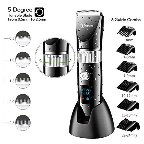 Hatteker Cordless Hair Trimmer Pro Hair Clippers Beard Trimmer For Men Haircut Kit Cordless Usb Rechargeable Waterproof
