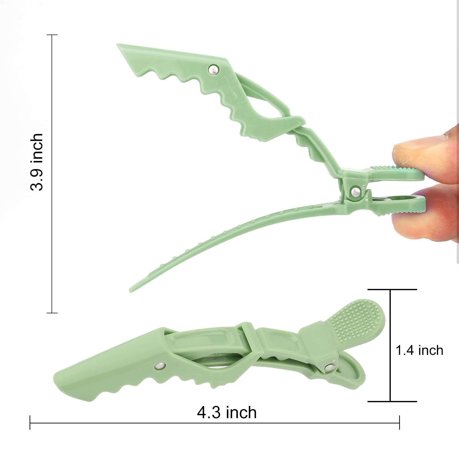 Ondder 14 Pcs Green Alligator Hair Clips for Styling Sectioning Larger Salon Pro Hair Clips for Barber Hair Clips for Coloring C