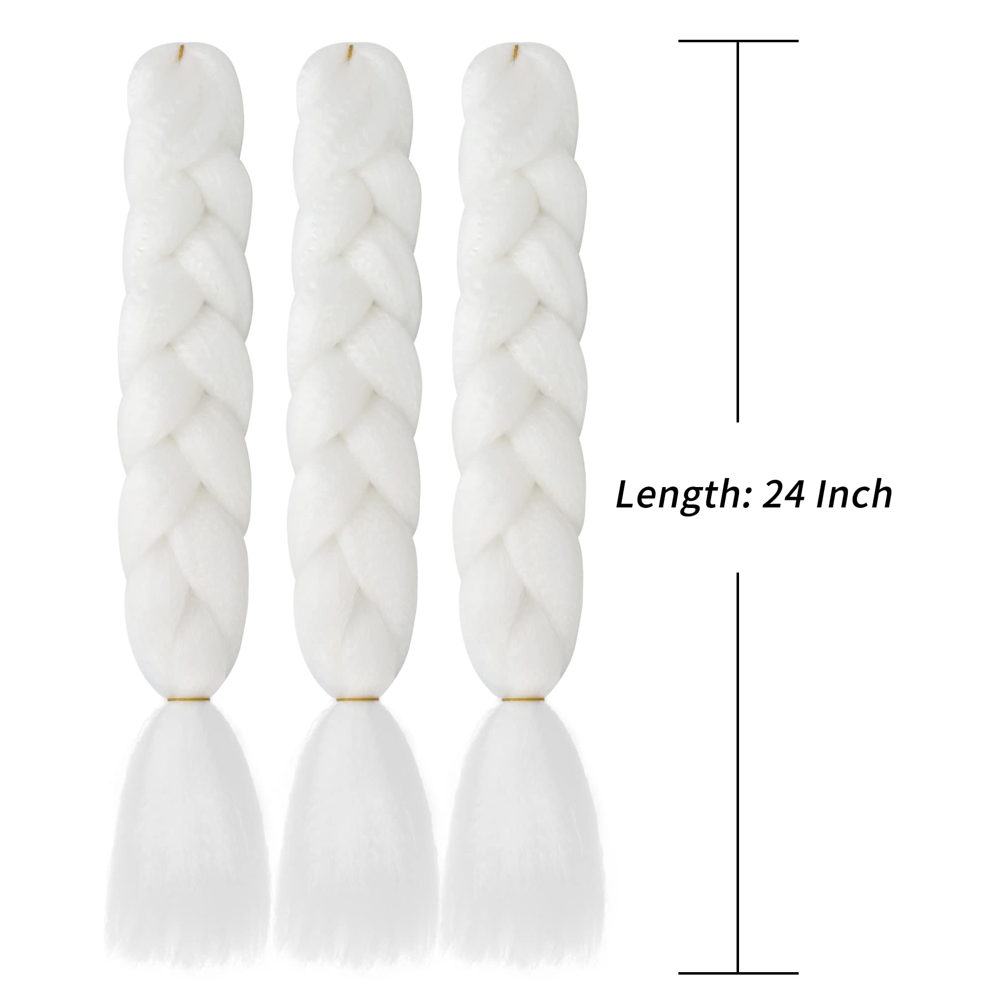 Vckovcko Solid White Jumbo Braiding Hair Extension Kanekalon Jumbo Box Braiding Hair Synthetic Kanekalon Fiber For Twist Braidin
