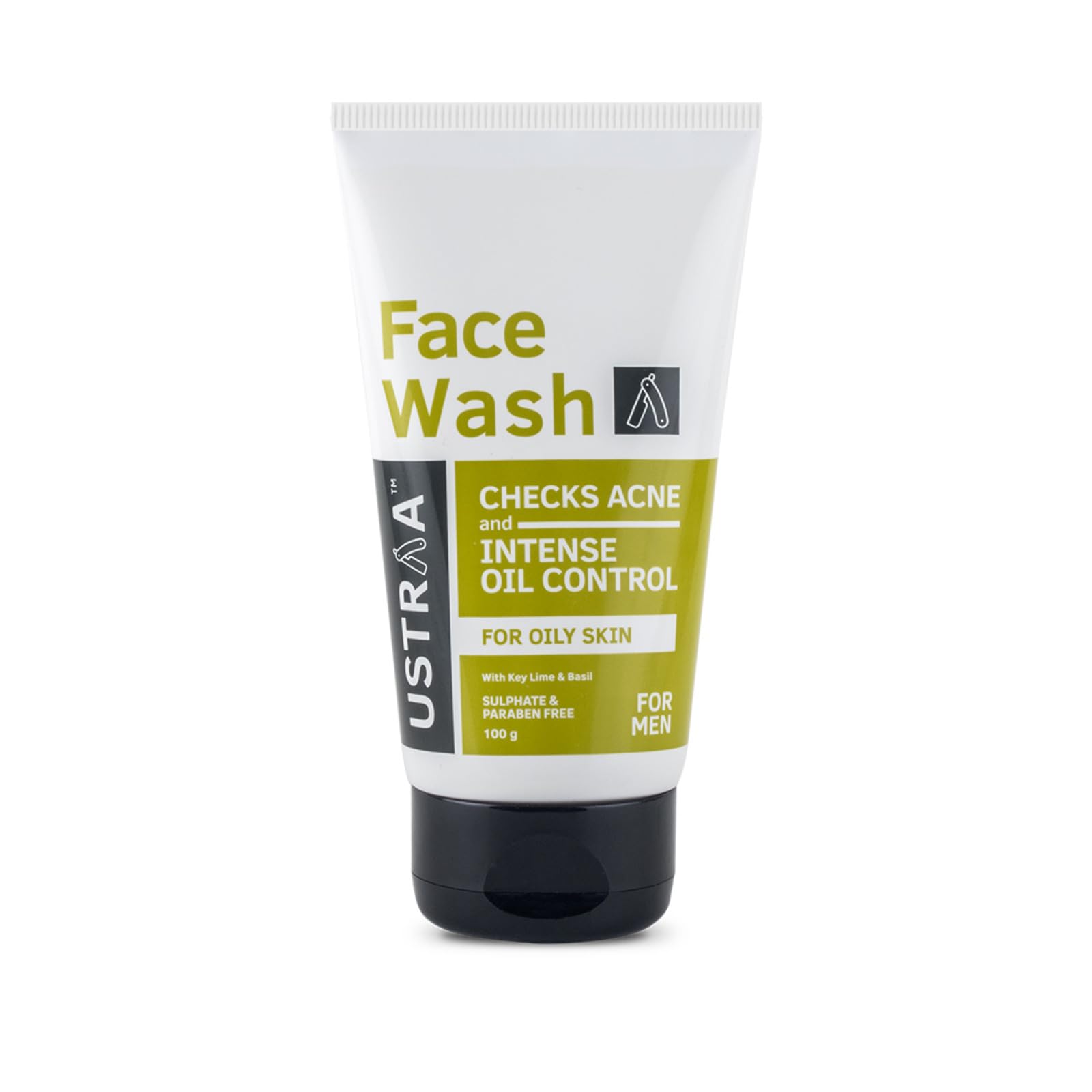 Ustraa Face Wash - for Oily skin - 3.52 oz - Especially for Oily skin, For acne-prone skin, No Sulphate No Paraben, Checks acne 