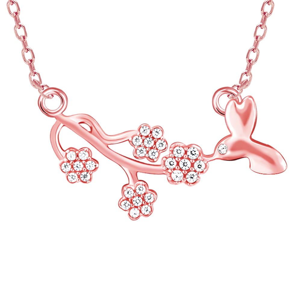 Giva 925 Silver Rose Gold Floral Vine Necklace| Pendant To Gift Women & Girls | With Certificate Of Authenticity And 925 Stamp |