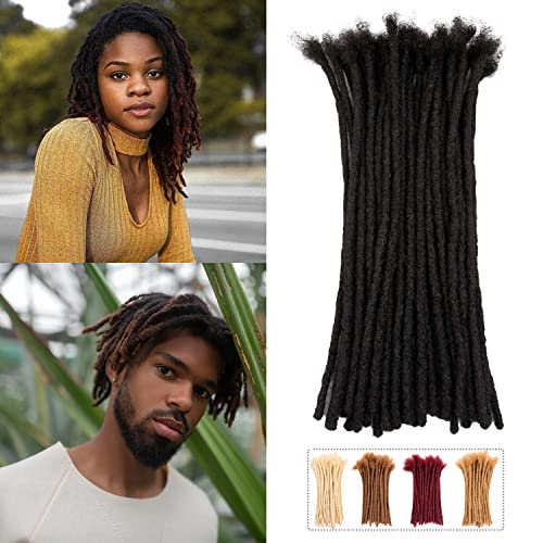 Teresa 14 Inch 40 Strands 100% Human Hair Dreadlock Extensions for Men/Women/Kids 0.8cm and 0.4cm Width Full Hand-made Permanent