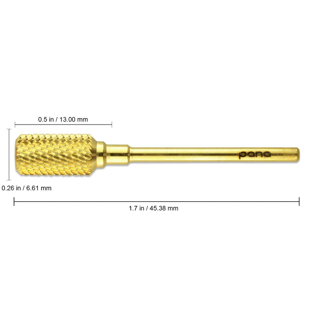 PANA Professional Pana Large Dome Top Barrel Carbide Bit 3/32 Shank Size (Coarse, Gold)