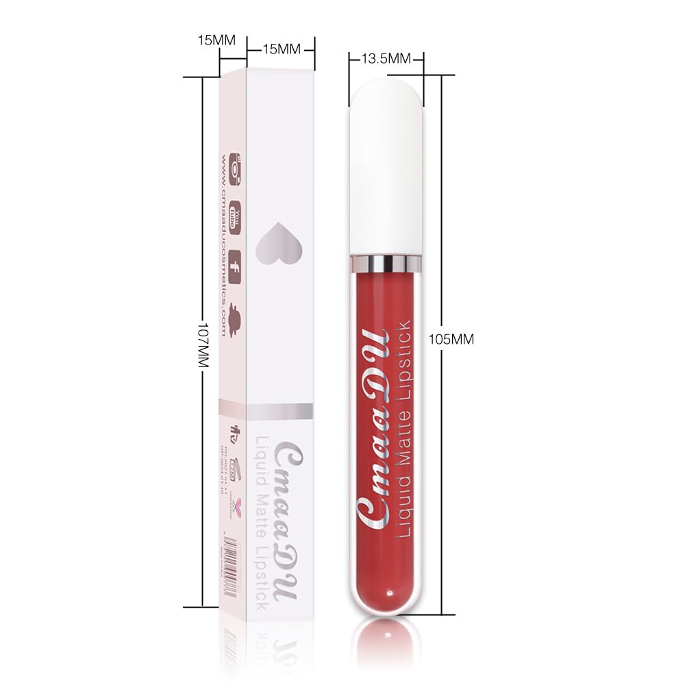 Evpct Cmaadu 1Pcs Coral Red Liquid Matte Lipstick Lipgloss Set For Women, Labiales Mate 24 Horas Originales Matte Larga Duracion
