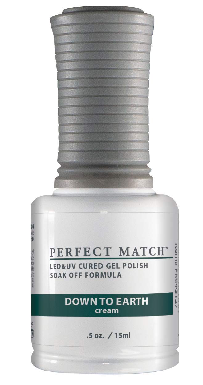 LeChat - Perfect Match Gel Polish - Down To Earth - Shadow Gray-Green with Cream Finish - (0.5 Ounce) - Easy Application - Soak 