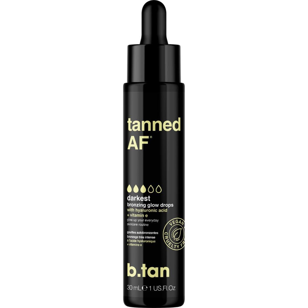 b.tan Darkest Self Tan Drops for Face & Body | Get Tanned - Darkest Gradual Self Tanner Bronzing Glow Drops, Vegan, Cruelty Free