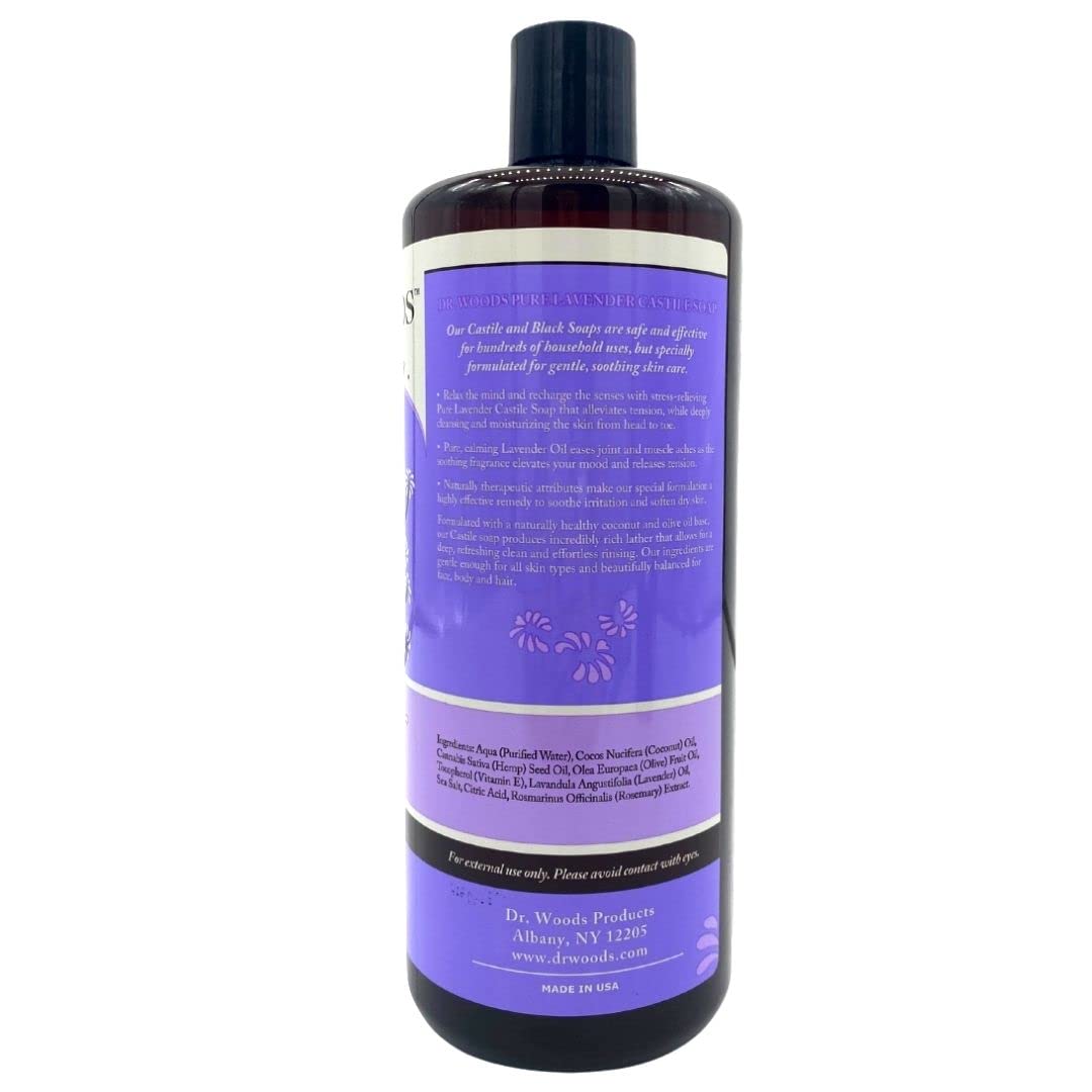 Dr. Woods Pure Relaxing Lavender Liquid Castile Soap, 32 Ounce (Pack of 2)