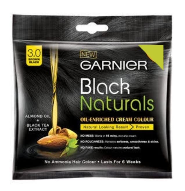 Garnier, Hair Colouring Crme, 100% Grey Coverage, Softening And Increased Shine, Black Naturals, 3.0 Brown Black, 20G + 20Ml