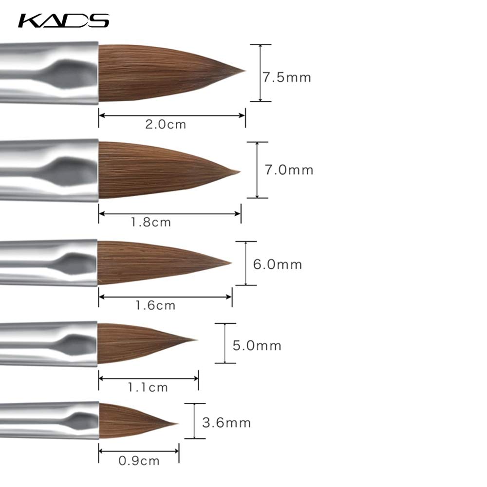 Kads Kolinsky Sable Acrylic Brush 5Pcs/Set Size 2#/4#/6#/8#/10# Acrylic Brush Black Kolinsky Sable Acrylic Nail Brushes