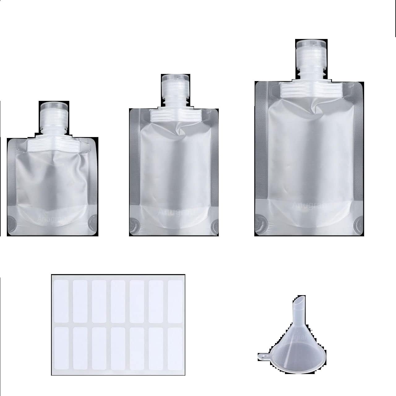 Anugrah Travel Squeeze Pouch Set, Travel Fluid Makeup Packing Bag Empty Portable Stand Up Refillable Squeeze Pouches Spout Bags 